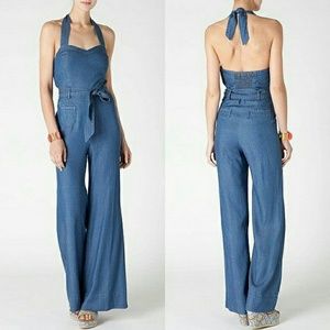 Halter jean jumpsuit