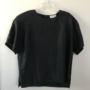 Jonathan Logan 100% Silk Black Loose Fit Blouse