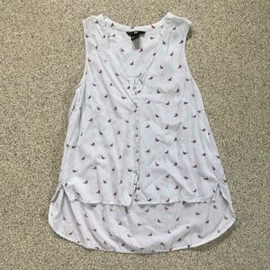 Tiny bird patterned sleeveless top
