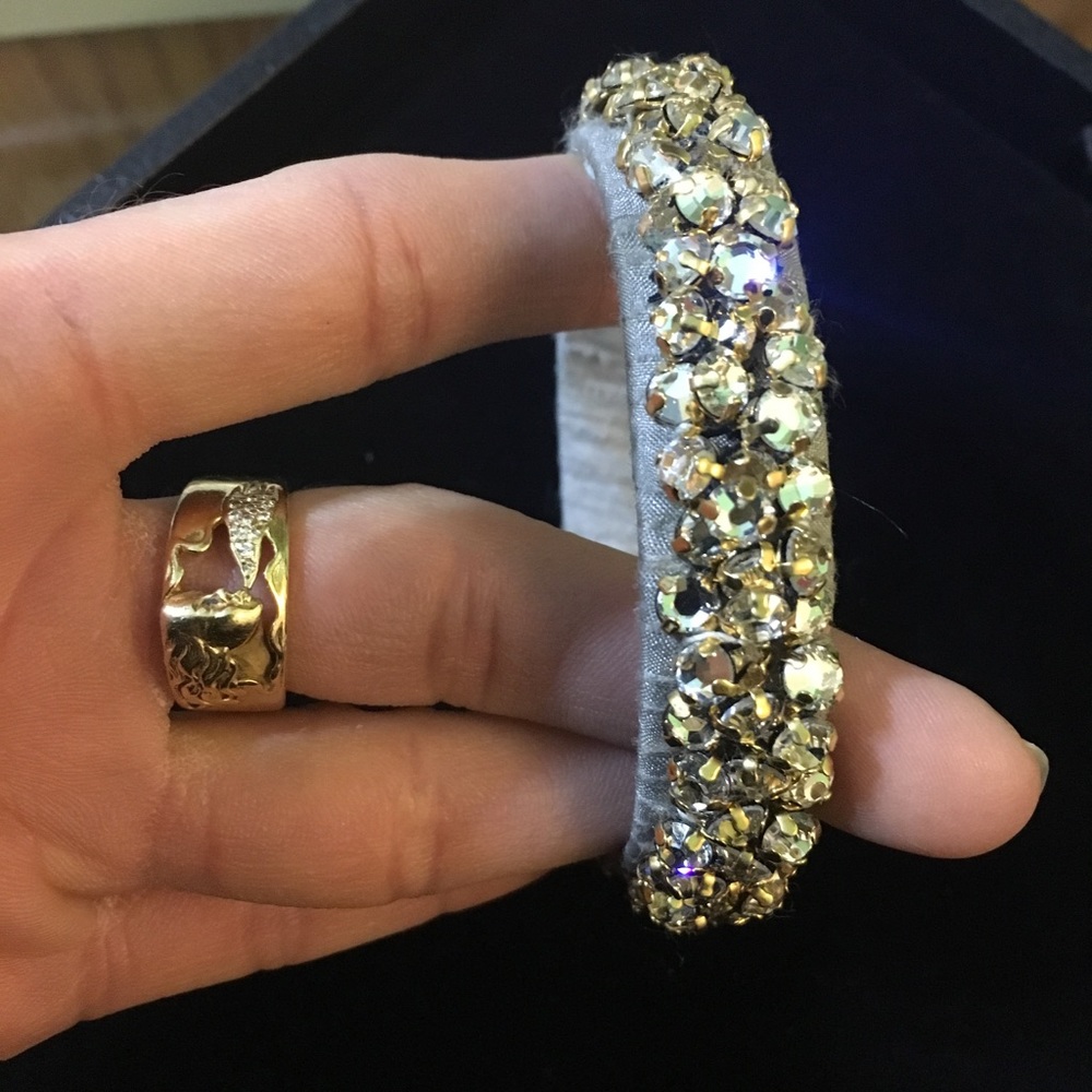 Stacey Lapidus Silk & Rhinestone Bangle Bracelet