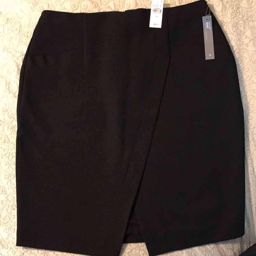 Loft Black Faux Wrap Skirt- Curvy Fit