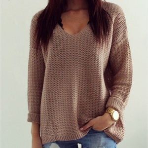 Oversized, knitted sweater-- darker lilac color