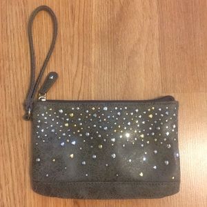 Gray rhinestone Clutch