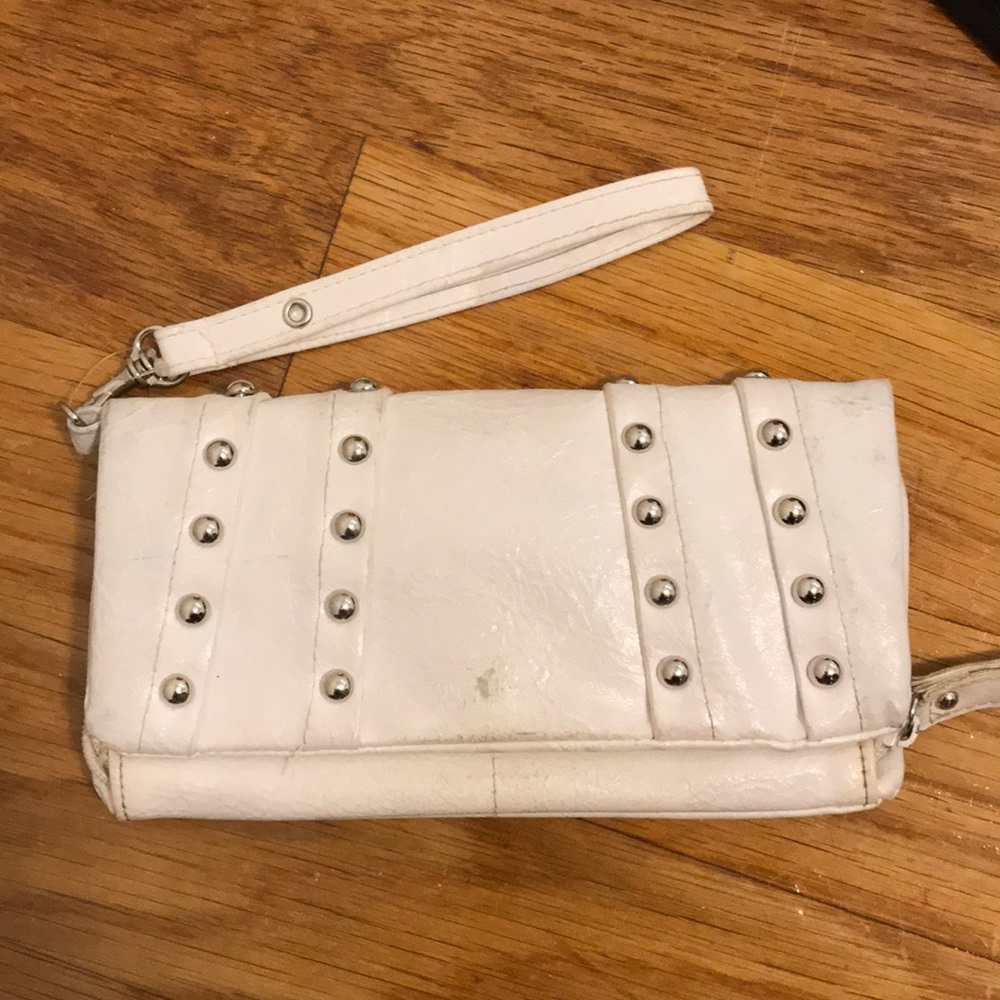 White studded wallet