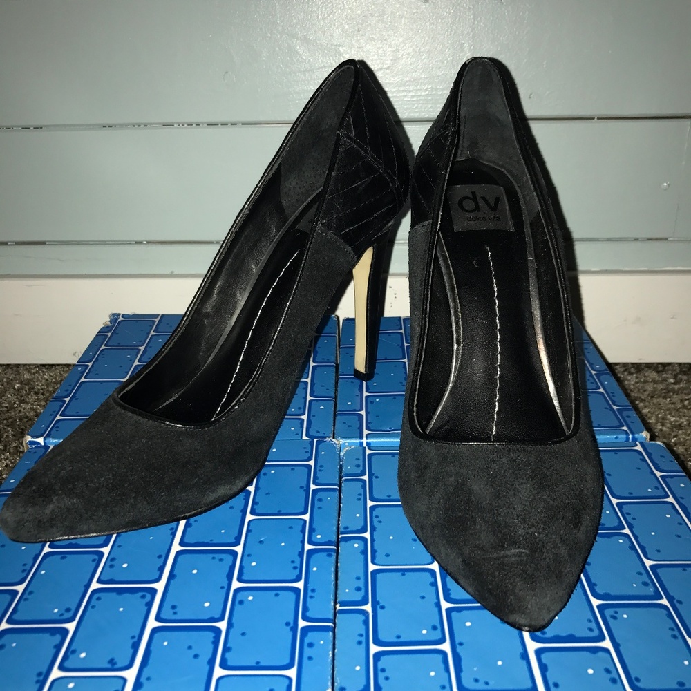DV Black suede stiletto heels