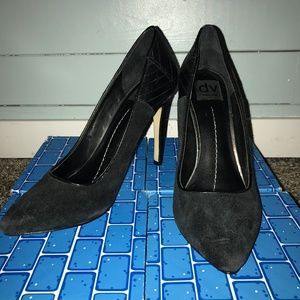 DV Black suede stiletto heels
