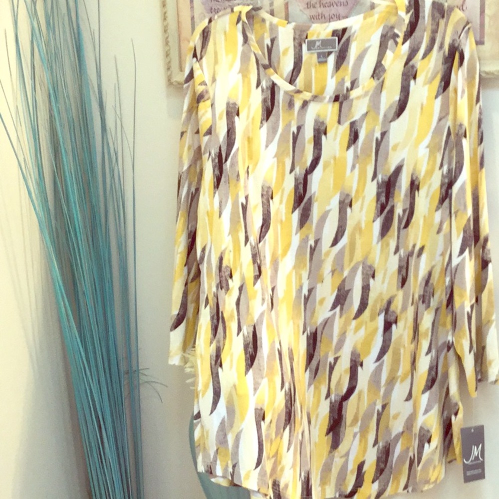 Gorgeous NWT JM Collection  SZ L Patterned Blouse - Picture 2 of 7