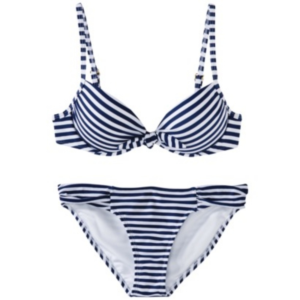 Navy & White Striped Swimsuit
