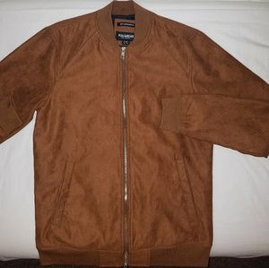 Pull&Bear mens suede camel bomber jacket.