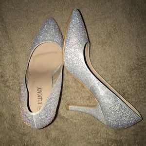 Silver crystal heels