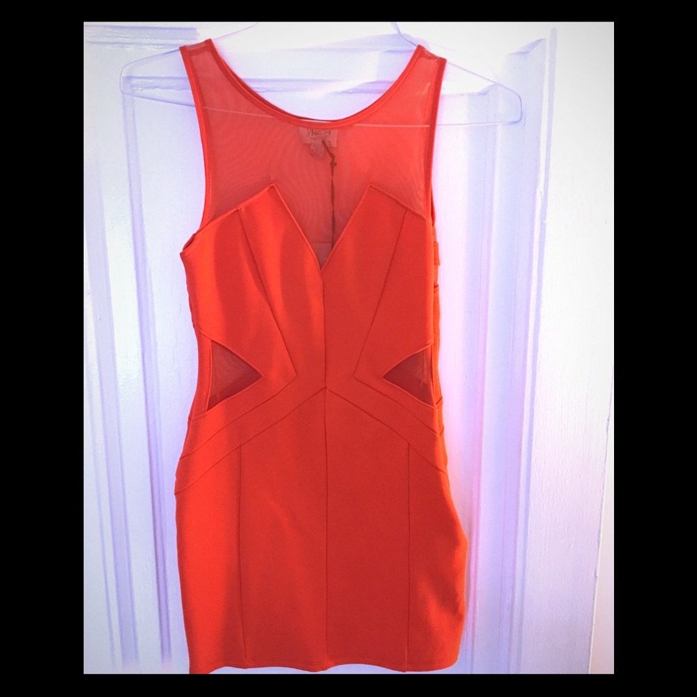 Orange BodyCon Dress w/ Peek-a-boo Details, NEW!
