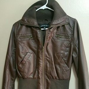 Brown Faux Leather Jacket