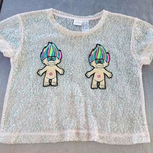 Trolls doll sequin top