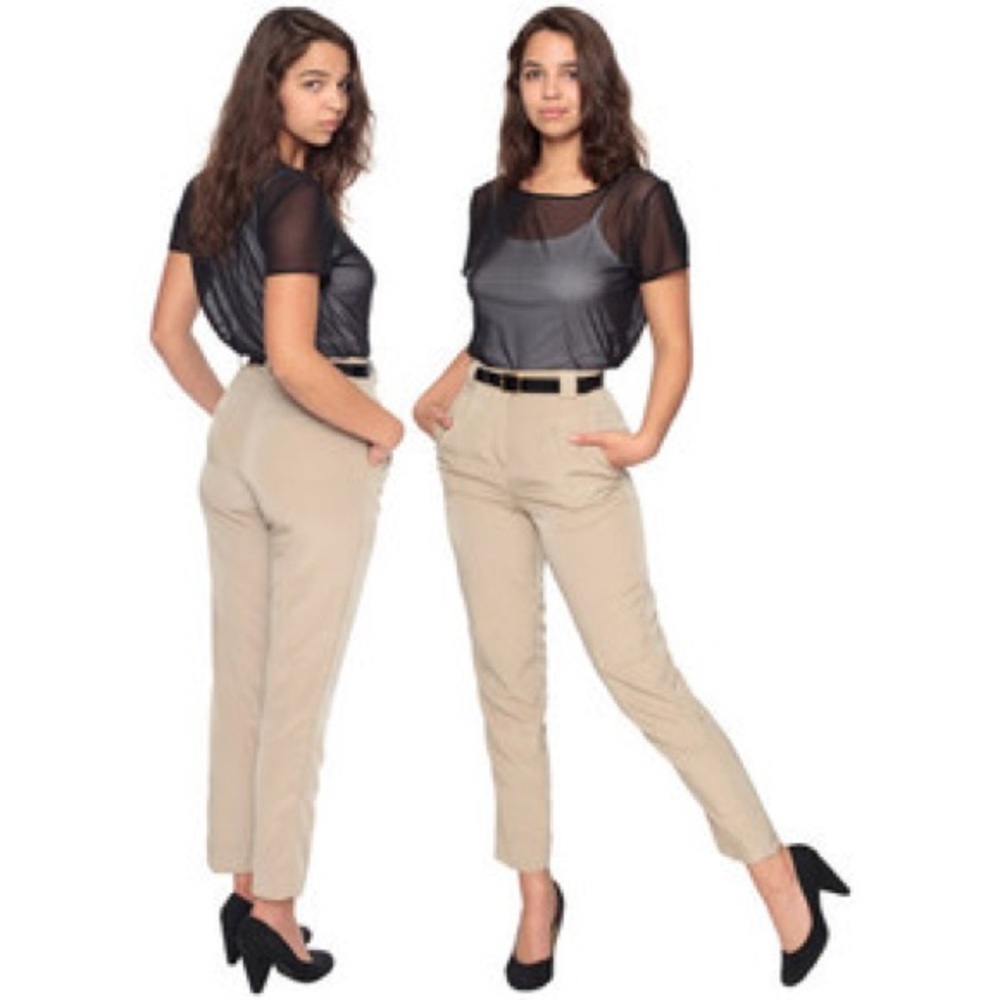 Micropoly high waisted pleated pants