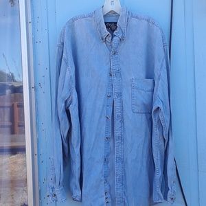 Long Sleeve Button Mens Eddie Bauer Denim Shirt
