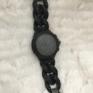 Michael Kors Camille Black Glitz Chain Link Watch