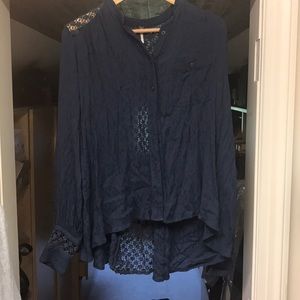 Free People navy blouse