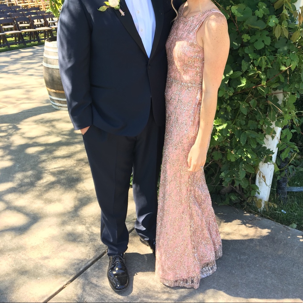 Glittery Blush Formal Prom Dress