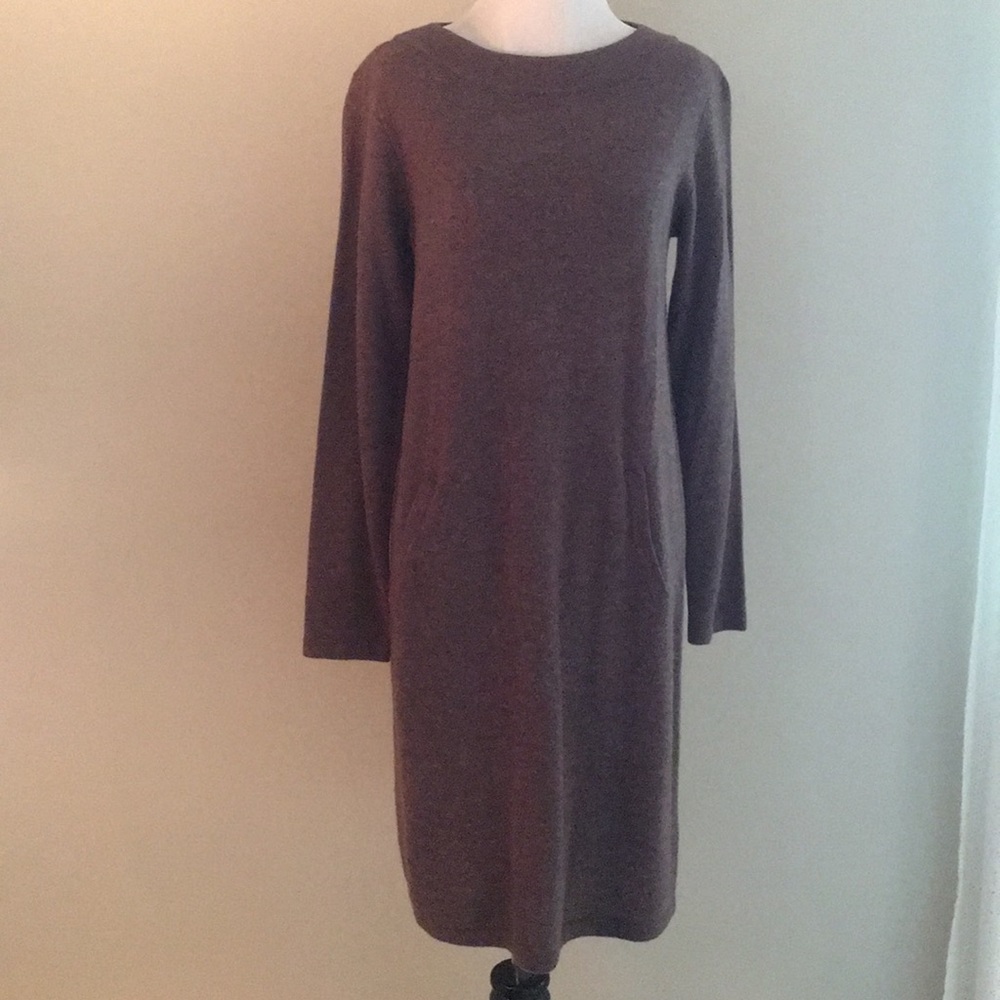 J. Jill Brown Wool Dress With Pockets XS