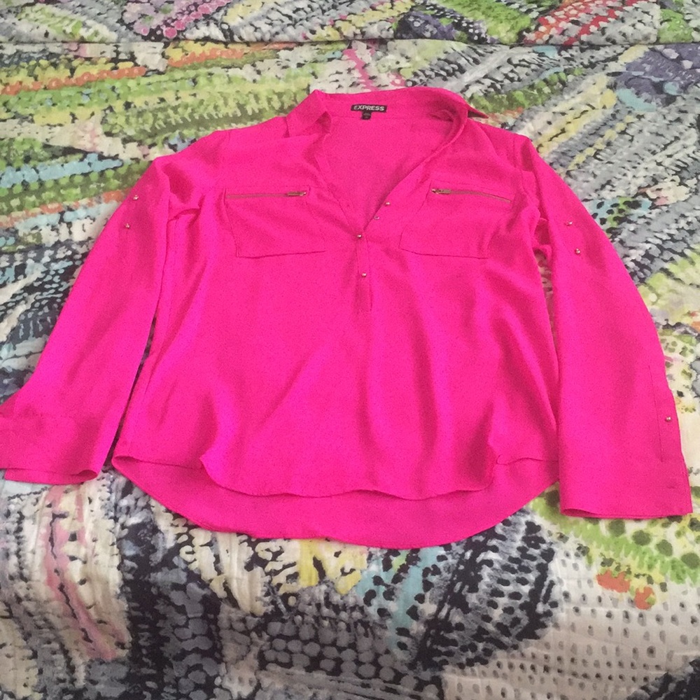 Bright pink button down