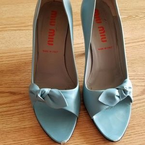Miu Miu blue bow pumps heels shoes 9.5 10 peep toe Miu Miu blue bow pumps heels shoes 9.5 10 peep toe