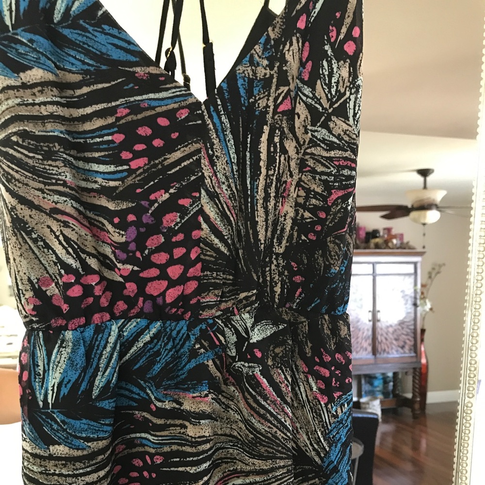 Boho print dress with lace detail. Fit is perfect