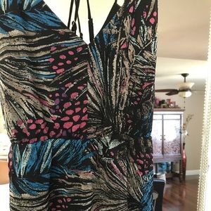 Boho print dress with lace detail. Fit is perfect