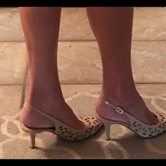Kate Spade JACEY blush laser cut kitten heels!