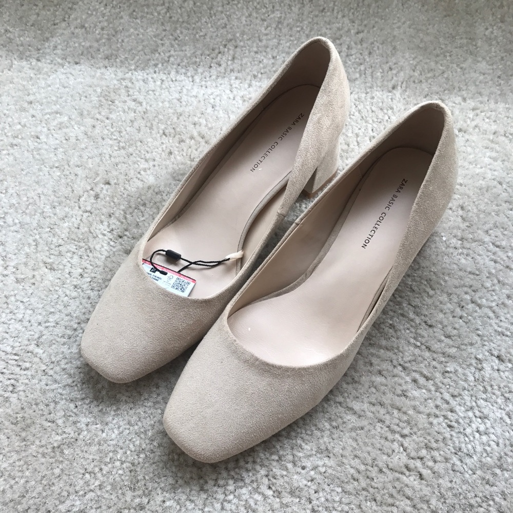 Zara ivory suede heels