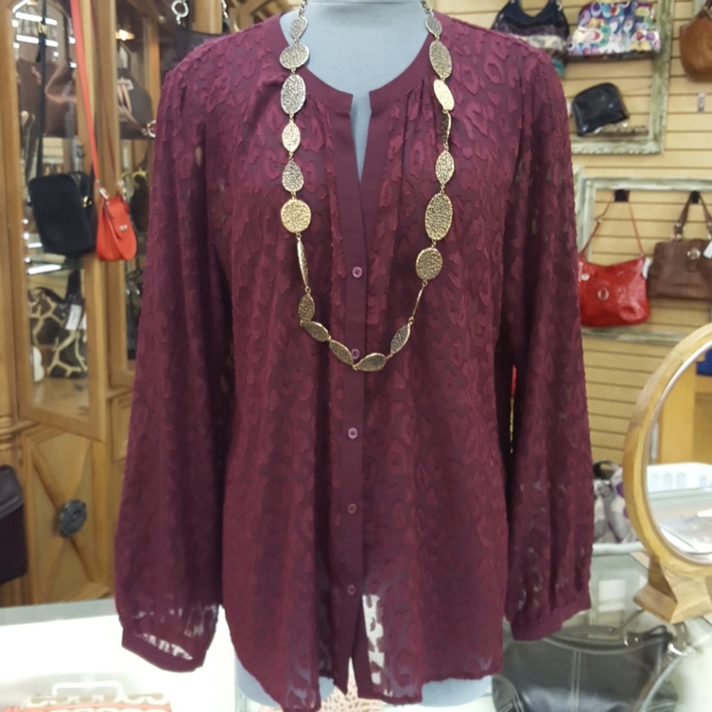 Banana Republic Maroon Button Down Top