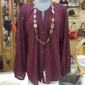 Banana Republic Maroon Button Down Top