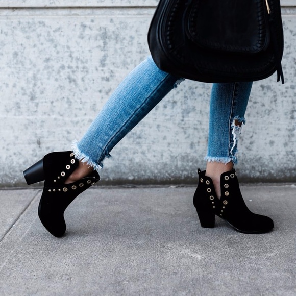 Grommet Suede Booties - Picture 3 of 6