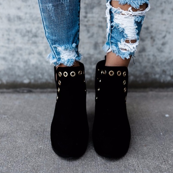 Grommet Suede Booties - Picture 5 of 6