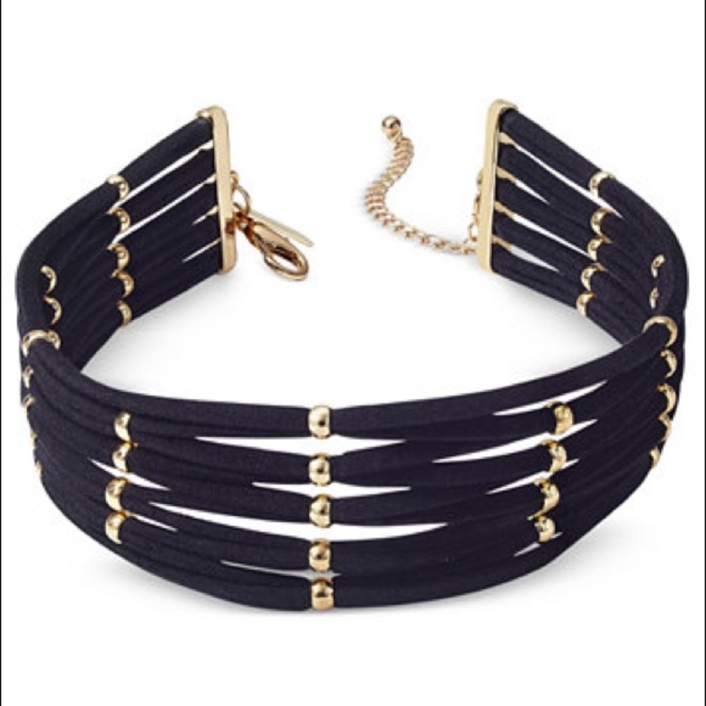 Black and Gold Beaded Choker