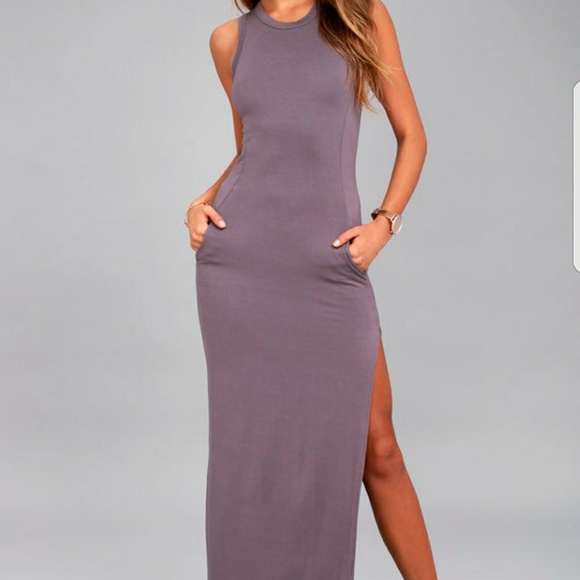 New without tags dusty purple maxi with slit - Picture 1 of 7