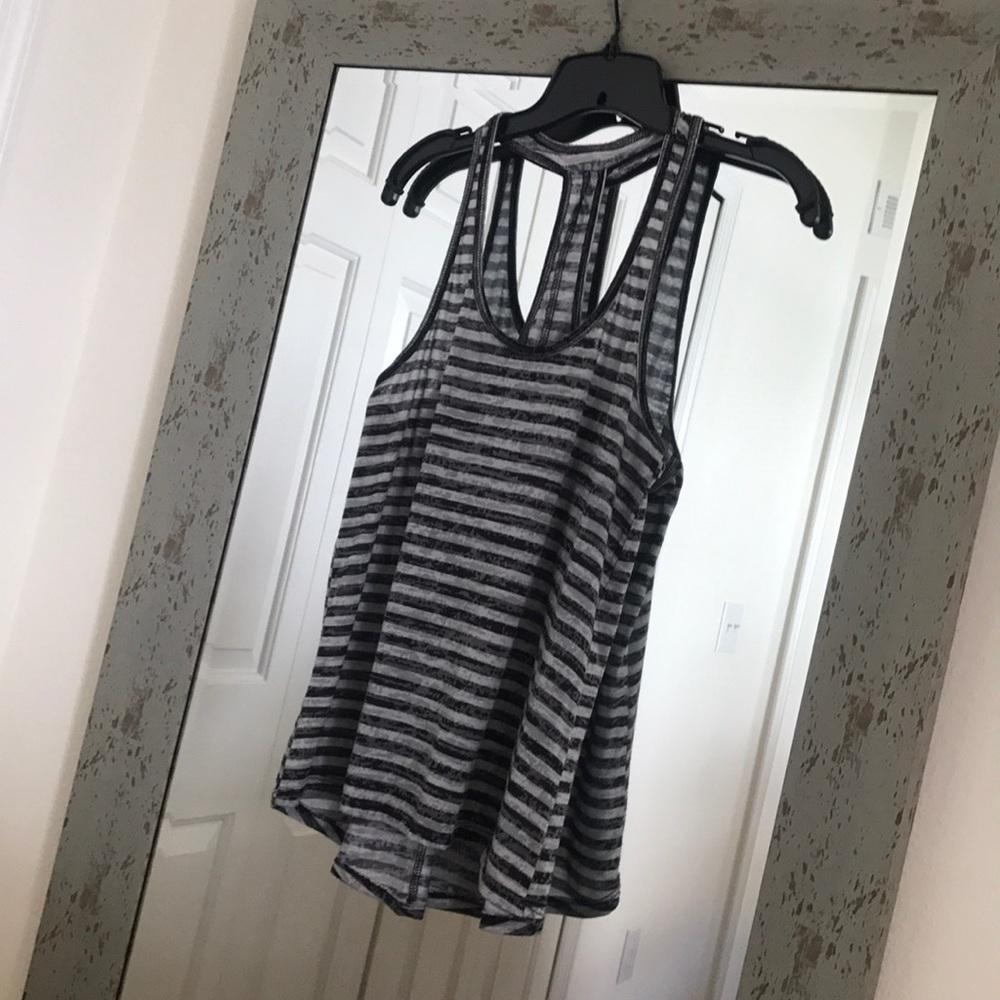 Black Grey Stripe Racerback Tank