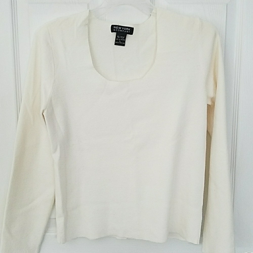New York & Co Cream Dressy Sweater