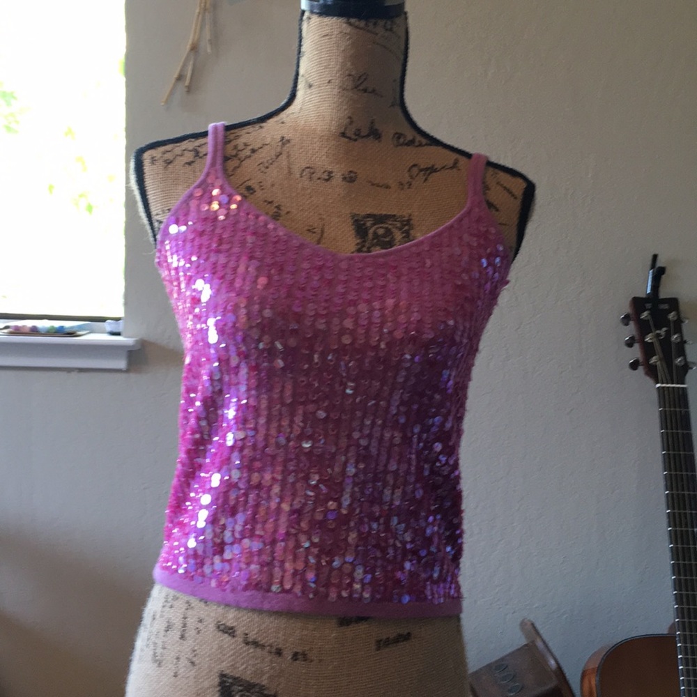 Mauve Ann Klein top-fully sequined