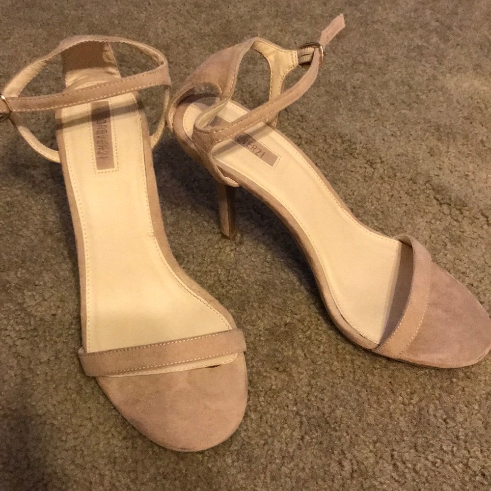 Nude ankle strap heels