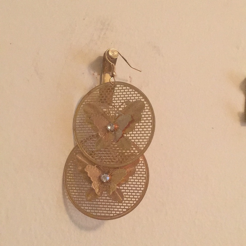 Gold plated butterfly earrings for pierced ears