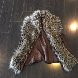 Faux leather and fur vest