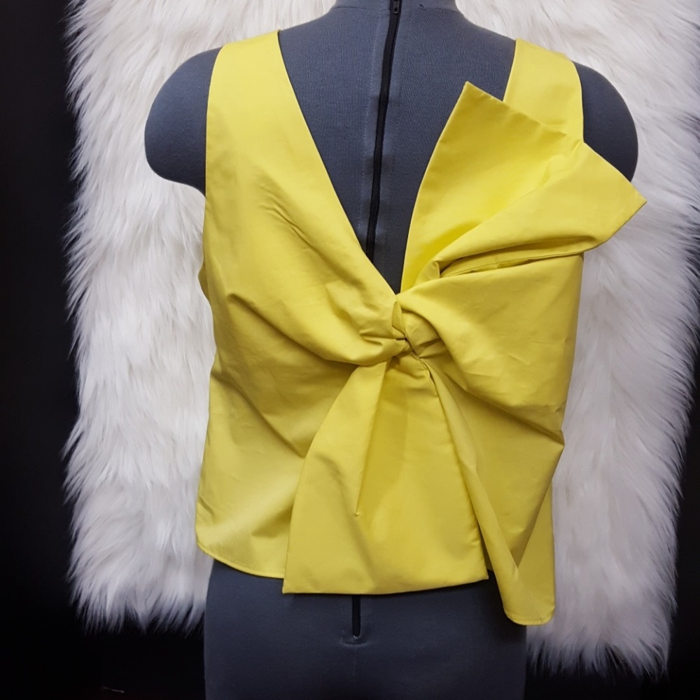 Zara Sleeveless Yellow Bow Top NWT