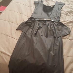 Faux Leather Peplem Dress