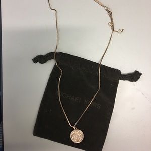 Michael Kors Rose Gold Long Disc Necklace