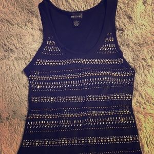 Embellished black and gold tank