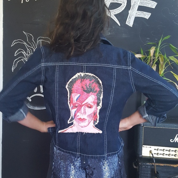 David Bowie glitter denim jacket - Picture 1 of 3