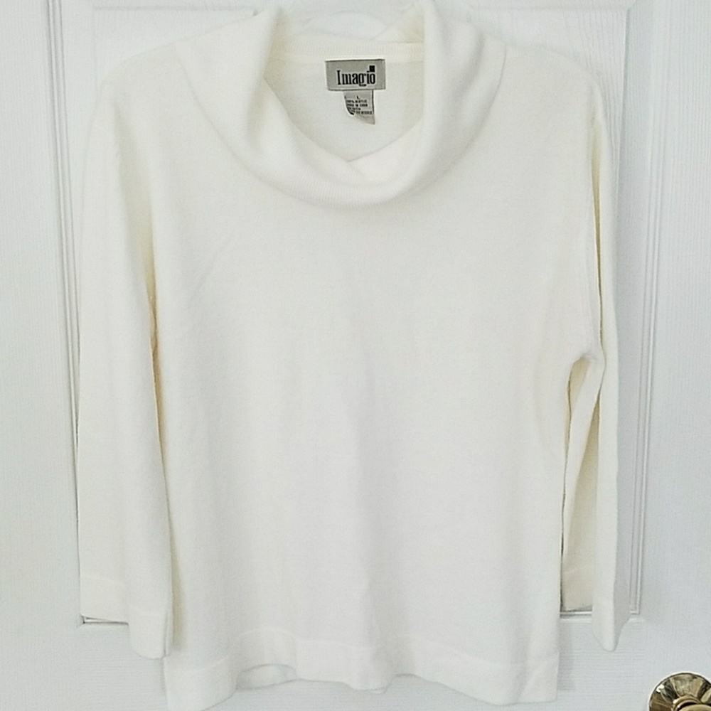 Cream Cowl Neck Sweater with 3/4 Sleeve