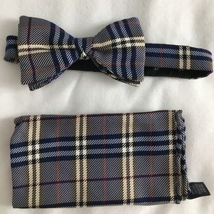 Burberry vintage bow tie (clip) & pocket square