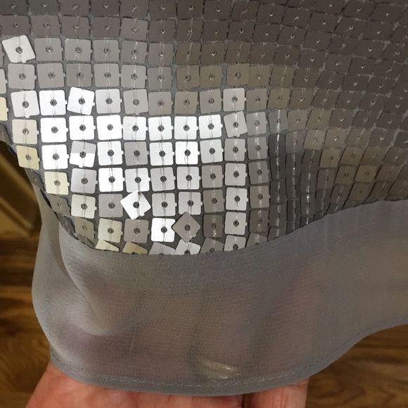 LOFT SILVER SEQUIN SHEER TOP EUC - Picture 4 of 6