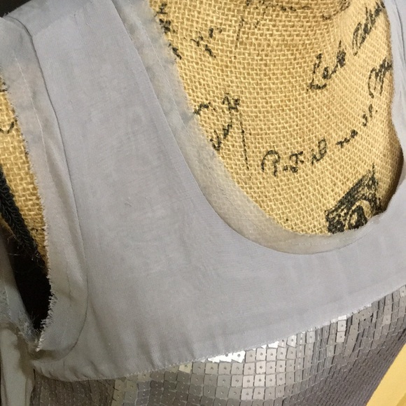 LOFT SILVER SEQUIN SHEER TOP EUC - Picture 5 of 6